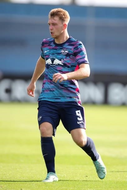 Daniel Krasucki of RB Leipzig during the UEFA Youth League match between Manchester City and RB Leipzig at Manchester City Football Academy on...