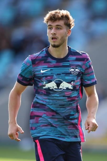 Eric Uhlmann of RB Leipzig during the UEFA Youth League match between Manchester City and RB Leipzig at Manchester City Football Academy on September...