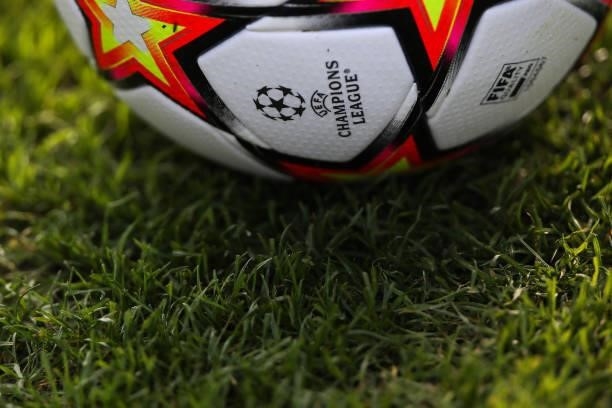 Champions League match ball during the UEFA Youth League match between Manchester City and RB Leipzig at Manchester City Football Academy on...