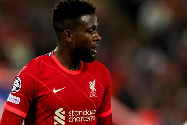 Divock Origi of Liverpool FC looks on during the UEFA Champions League group B match between Liverpool FC and AC Milan at Anfield on September 15,...