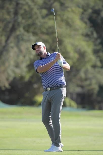 Marc Leishman plays his second shot from the 12th fairway during the first round of the Fortinet Championship at Silverado Resort and Spa North on...