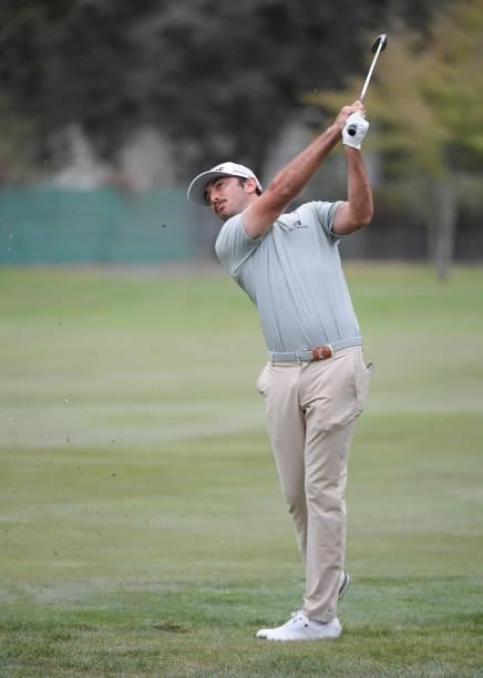 Max Homa plays his second shot from the tenth fairway during the first round of the Fortinet Championship at Silverado Resort and Spa North on...