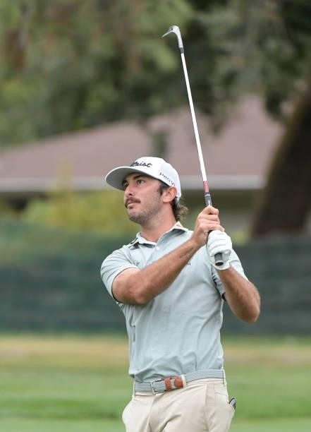 Max Homa plays his second shot on the 12th hole during the first round of the Fortinet Championship at Silverado Resort and Spa North on September...