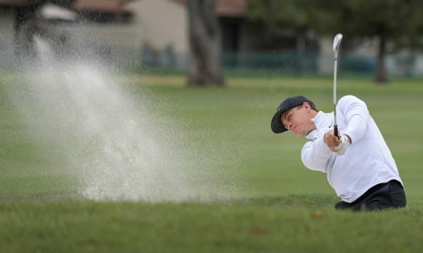 Cameron Champ plays a bunker shot on the 13th hole during the first round of the Fortinet Championship at Silverado Resort and Spa North on September...