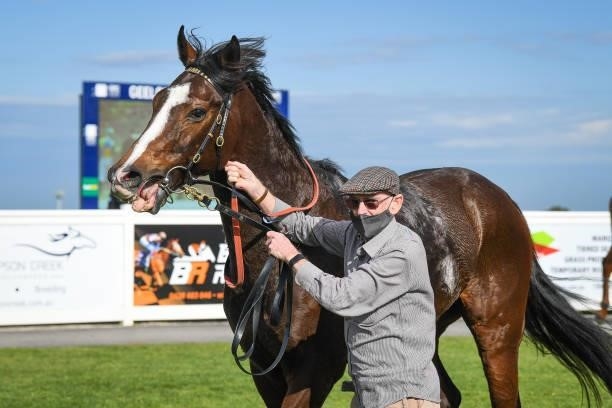 National Guard after winning the Newcomb Sand and Soil BM64 Handicap, at Geelong Racecourse on September 17, 2021 in Geelong, Australia.