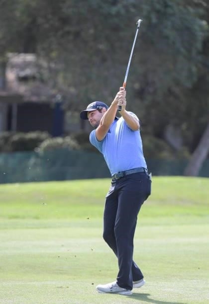 Peter Uihlein plays his second shot on the 12th hole during the first round of the Fortinet Championship at Silverado Resort and Spa North on...