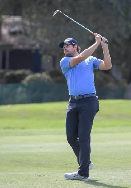 Peter Uihlein plays his second shot on the 12th hole during the first round of the Fortinet Championship at Silverado Resort and Spa North on...