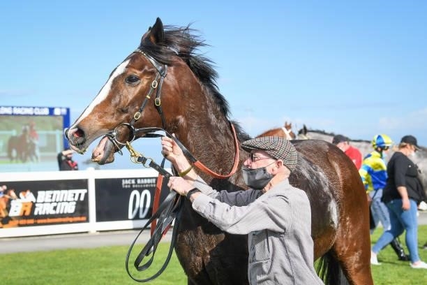 National Guard after winning the Newcomb Sand and Soil BM64 Handicap, at Geelong Racecourse on September 17, 2021 in Geelong, Australia.