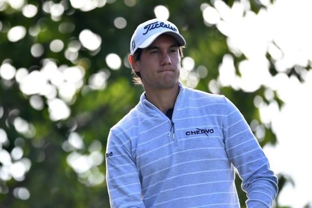 Matteo Manassero of Italy looks on during Day Two of the Hopps Open de Provence at Golf International de Pont Royal on September 17, 2021 in...