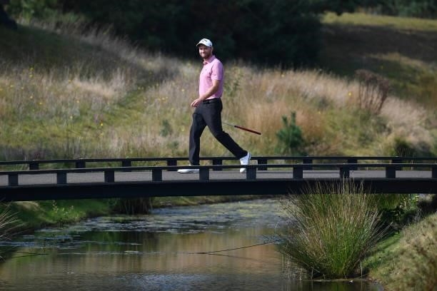 Maximilian Kieffer of Germany walks to the 18th hole during Day Two of the Dutch Open at Bernardus Golf on September 17, 2021 in Cromvoirt,...