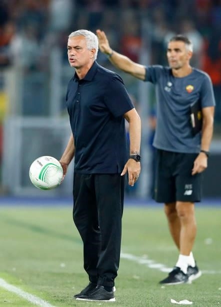 Head coach Jose Mourinho of AS Roma looks on during the UEFA Europa Conference League group C match between AS Roma and CSKA Sofia at Stadio Olimpico...