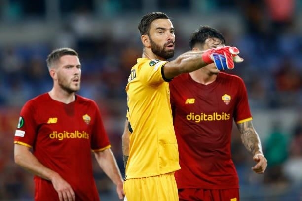 Goalkeeper Rui Patricio of AS Roma gestures during the UEFA Europa Conference League group C match between AS Roma and CSKA Sofia at Stadio Olimpico...