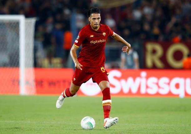 Chris Smalling of AS Roma controls the ball during the UEFA Europa Conference League group C match between AS Roma and CSKA Sofia at Stadio Olimpico...