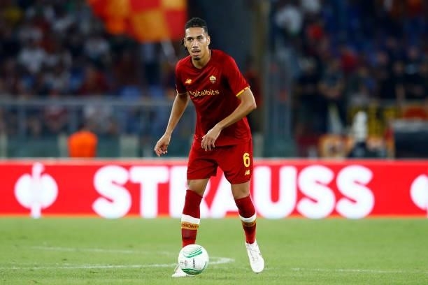 Chris Smalling of AS Roma controls the ball during the UEFA Europa Conference League group C match between AS Roma and CSKA Sofia at Stadio Olimpico...