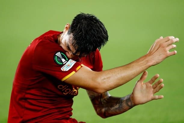 Roger Ibanez of AS Roma lies on the ground during the UEFA Europa Conference League group C match between AS Roma and CSKA Sofia at Stadio Olimpico...