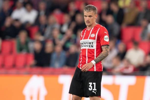 Philipp Max of PSV Eindhoven looks on during the UEFA Europa League group B match between PSV Eindhoven and Real Sociedad at PSV Stadion on September...