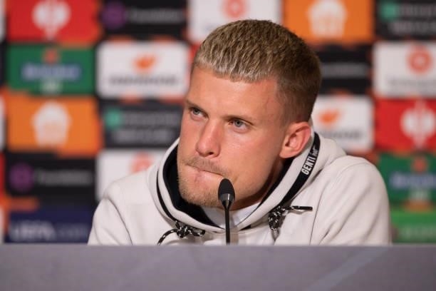 Philipp Max of PSV Eindhoven looks on during the press conference after the UEFA Europa League group B match between PSV Eindhoven and Real Sociedad...
