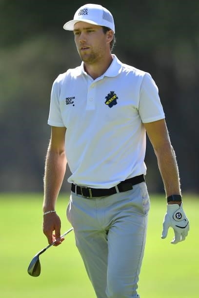 Mikael Lindberg of Sweden looks on during Day Two of the Hopps Open de Provence at Golf International de Pont Royal on September 17, 2021 in...