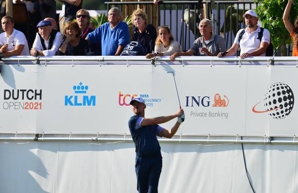 Richard Mansell of England plays his tee shot at the 8th hole during Day Two of the Dutch Open at Bernardus Golf on September 17, 2021 in Cromvoirt,...