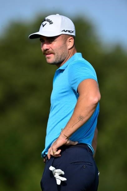 Toby Tree of England looks on at the 11th hole during Day Two of the Dutch Open at Bernardus Golf on September 17, 2021 in Cromvoirt,...