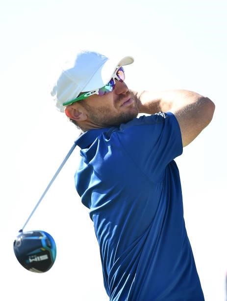 Magnus Carlsson from Sweden plays his tee shot on the 7th hole during Day Two of the Hopps Open de Provence at Golf International de Pont Royal on...