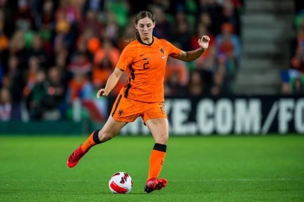 Aniek Nouwen of the Netherlands during the World Cup qualifier match between the Netherlands and the Czech Republic at the Euroborg Stadium on...
