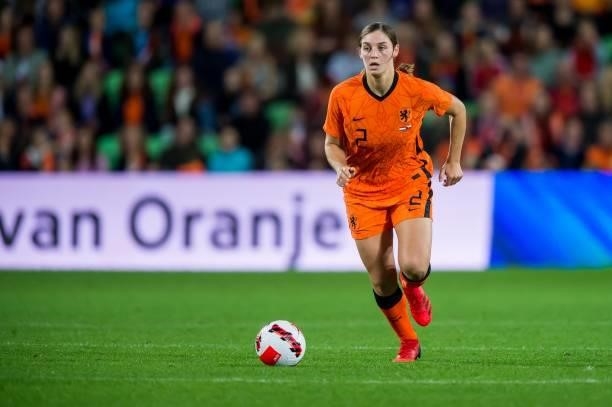Aniek Nouwen of the Netherlands during the World Cup qualifier match between the Netherlands and the Czech Republic at the Euroborg Stadium on...