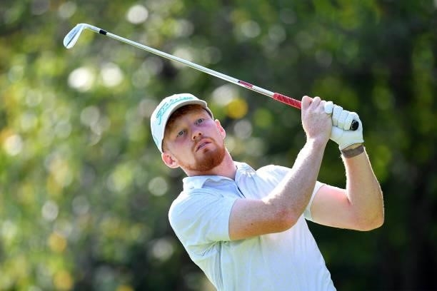 John Murphy of Ireland plays his tee shot on the 5th hole during Day Three of the Hopps Open de Provence at Golf International de Pont Royal on...