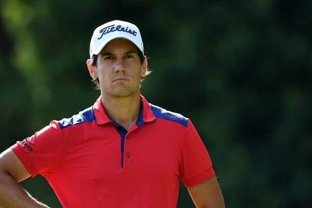 Matteo Manassero of Italy looks on during Day Three of the Hopps Open de Provence at Golf International de Pont Royal on September 18, 2021 in...