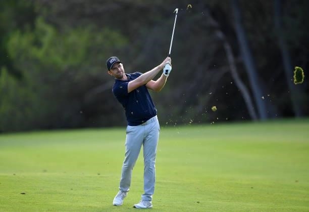 Marcel Schneider of Germany plays his tee shot on the 17th hole during Day Three of the Hopps Open de Provence at Golf International de Pont Royal on...