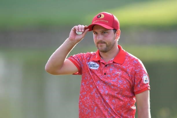 Lukas Nemecz of Austria salutes at the 18th hole during Day Three of the Hopps Open de Provence at Golf International de Pont Royal on September 18,...