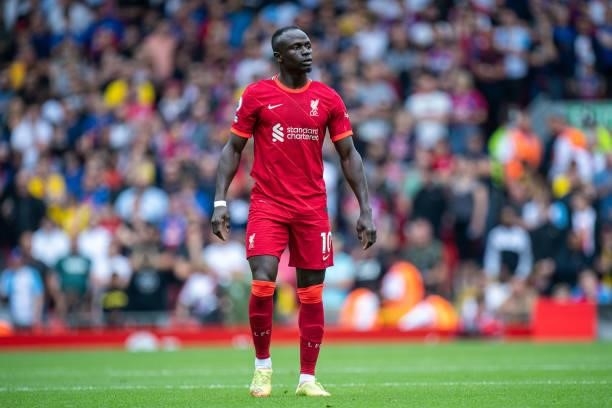 Sadio Mane of Liverpool during the Premier League match between Liverpool and Crystal Palace at Anfield on September 18, 2021 in Liverpool, England.