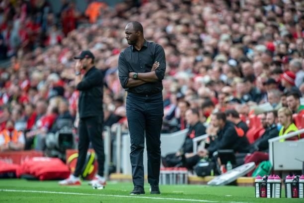 Manager Patrick Vieira of Crystal Palace during the Premier League match between Liverpool and Crystal Palace at Anfield on September 18, 2021 in...