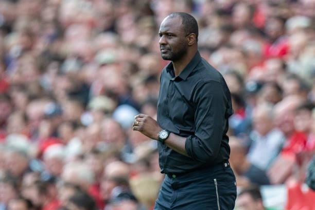 Manager Patrick Vieira of Crystal Palace during the Premier League match between Liverpool and Crystal Palace at Anfield on September 18, 2021 in...