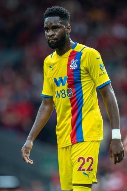 Odsonne Edouard of Crystal Palace during the Premier League match between Liverpool and Crystal Palace at Anfield on September 18, 2021 in Liverpool,...