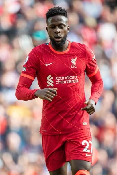 Divock Origi of Liverpool during the Premier League match between Liverpool and Crystal Palace at Anfield on September 18, 2021 in Liverpool, England.