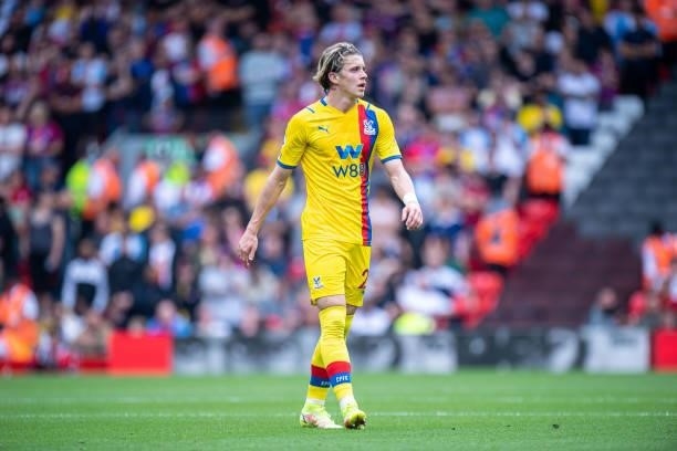 Conor Gallagher of Crystal Palace during the Premier League match between Liverpool and Crystal Palace at Anfield on September 18, 2021 in Liverpool,...