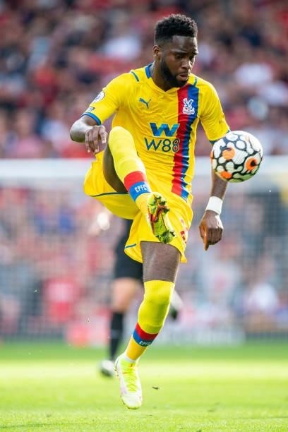 Odsonne Edouard of Crystal Palace during the Premier League match between Liverpool and Crystal Palace at Anfield on September 18, 2021 in Liverpool,...