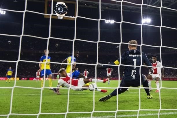 David Neres scores the 9-0 for Ajax during the Dutch Eredivisie match between Ajax Amsterdam and SC Cambuur at the Johan Cruijff ArenA on September...