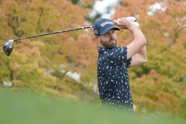 Kevin Tway plays his tee shot on the first hole during the third round of the Fortinet Championship at Silverado Resort and Spa North on September...