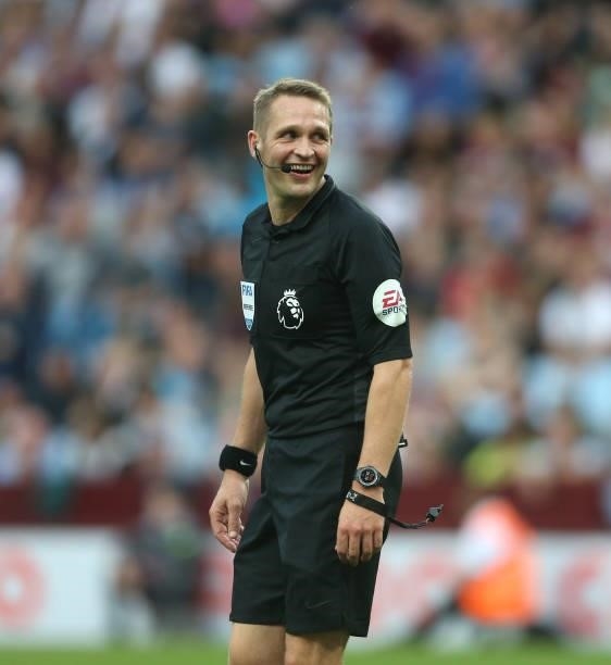 Referee Craig Pawson during the Premier League match between Aston Villa and Everton at Villa Park on September 18, 2021 in Birmingham, England.