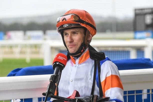 Luke Currie after winning the Porter Plant BM64 Handicap at Sportsbet-Ballarat Racecourse on September 19, 2021 in Ballarat, Australia.