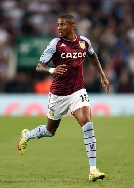 Ashley Young of Aston Villa during the Premier League match between Aston Villa and Everton at Villa Park on September 18, 2021 in Birmingham,...
