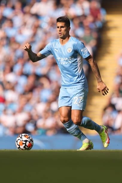 Joao Cancelo of Manchester City during the Premier League match between Manchester City and Southampton at Etihad Stadium on September 18, 2021 in...