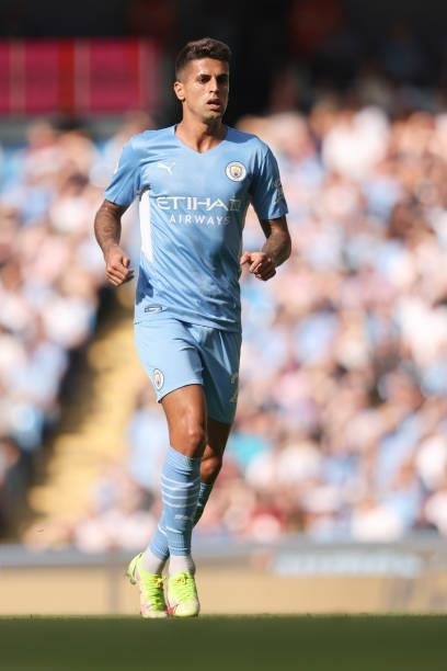 Joao Cancelo of Manchester City during the Premier League match between Manchester City and Southampton at Etihad Stadium on September 18, 2021 in...