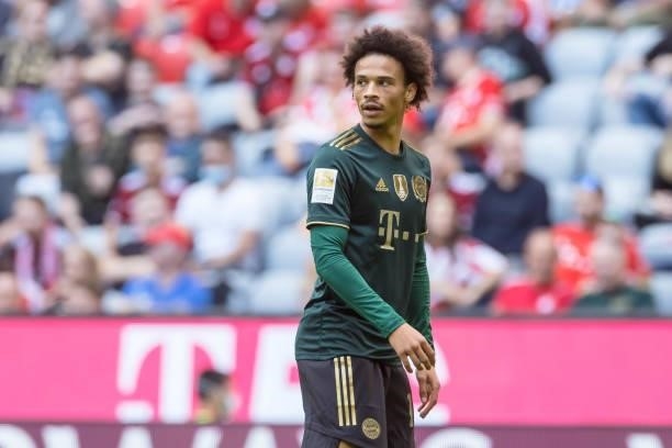 Leroy Sane of Bayern Muenchen looks on during the Bundesliga match between FC Bayern Muenchen and VfL Bochum at Allianz Arena on September 18, 2021...