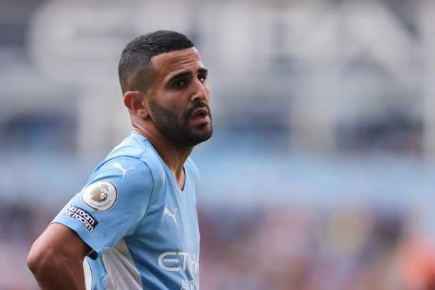 Riyad Mahrez of Manchester City during the Premier League match between Manchester City and Southampton at Etihad Stadium on September 18, 2021 in...