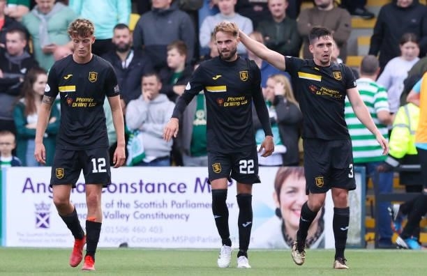 Livingston's Andrew Shinnie celebrates making it 1-0 during a cinch Premiership match between Livingston and Celtic at the Tony Macaroni Arena on...