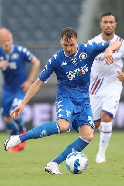 Nicolas Haas of Empoli FC in action during the Serie A match between Empoli FC and UC Sampdoria at Stadio Carlo Castellani on September 19, 2021 in...