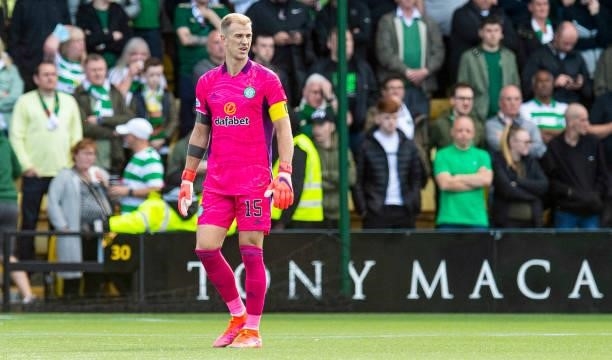 Celtic's Joe Hart during a cinch Premiership match between Livingston and Celtic at the Tony Macaroni Arena on September 19 in Livingston, Scotland.